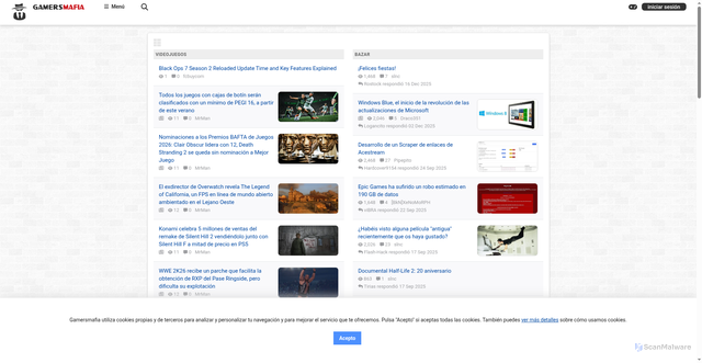 Security scan screenshot of https://gamersmafia.com