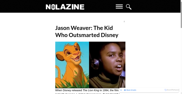 Security scan screenshot of https://www.nolazine.com/post/jason-weaver-the-kid-who-outsmarted-disney