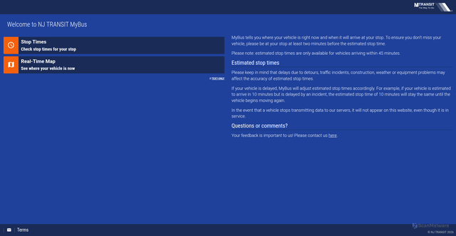 Security scan screenshot of https://mybusnow.njtransit.com
