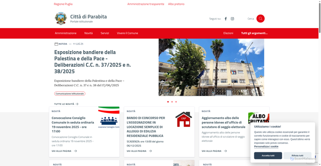 Security scan screenshot of https://www.comune.parabita.le.it/