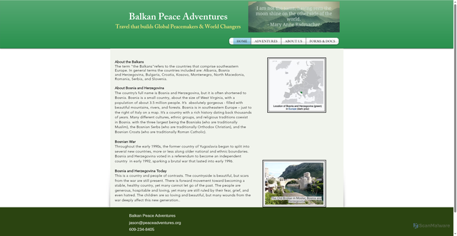 Security scan screenshot of https://www.peaceadventures.org/about-bosnia-herzegovina
