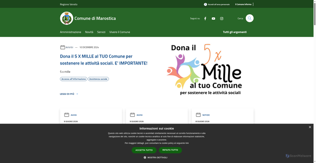 Security scan screenshot of https://www.comune.marostica.vi.it