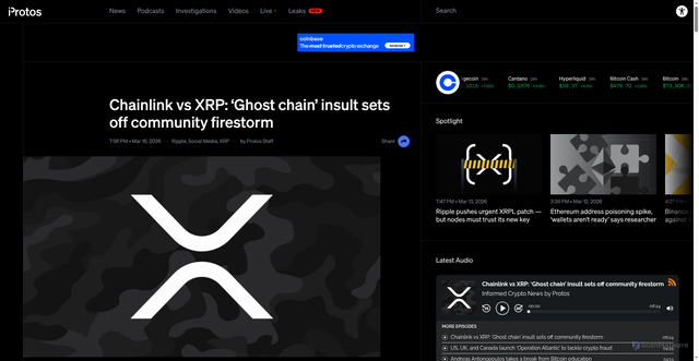 Security scan screenshot of https://protos.com/chainlink-vs-xrp-ghost-chain-insult-sets-off-community-firestorm/