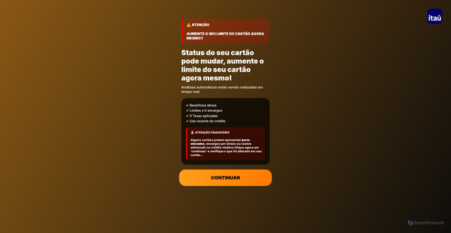Security scan screenshot of http://itau-com.vercel.app/