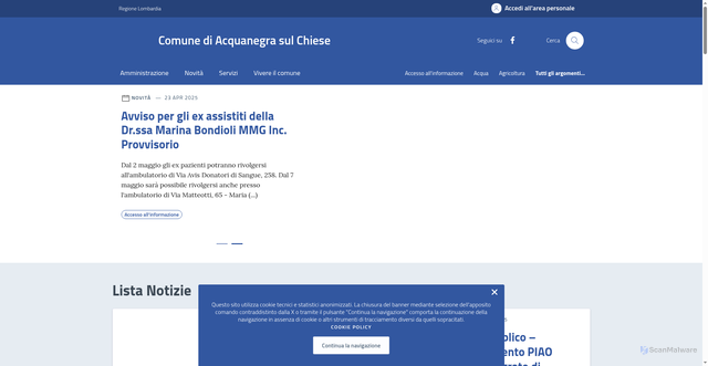 Security scan screenshot of https://comune.acquanegra.mn.it/