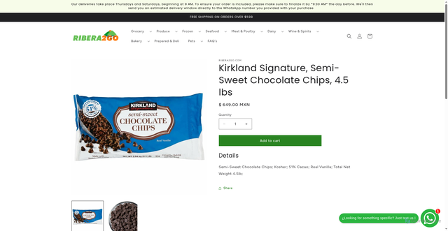 Security scan screenshot of https://www.ribera2go.com/products/kirkland-signature-semi-sweet-chocolate-chips-4-5-lbs