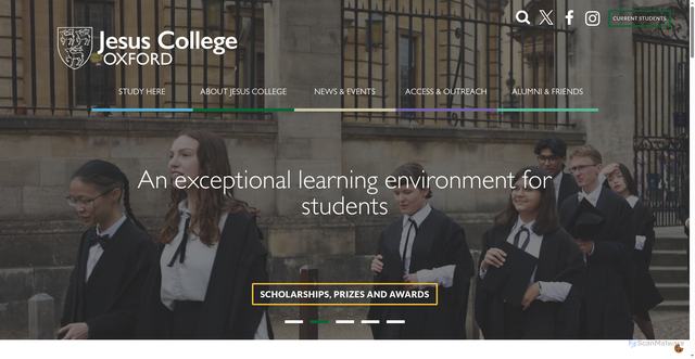 Security scan screenshot of https://www.jesus.ox.ac.uk/