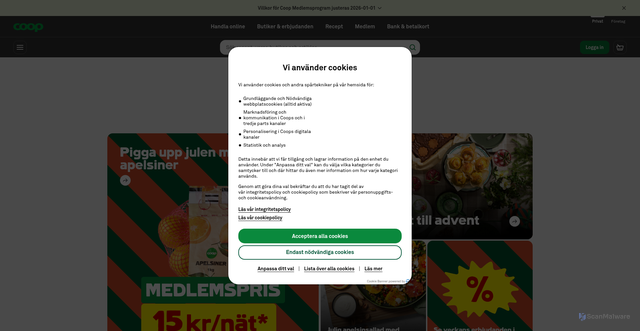 Security scan screenshot of https://www.coop.se/