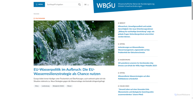 Security scan screenshot of https://www.wbgu.de/de/