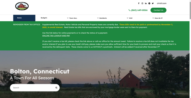 Security scan screenshot of https://www.boltonct.gov/