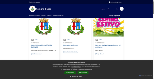 Security scan screenshot of https://www.comune.erba.co.it/it