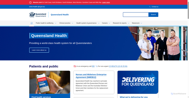 Security scan screenshot of https://www.health.qld.gov.au/