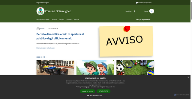 Security scan screenshot of https://www.comune.samugheo.or.it