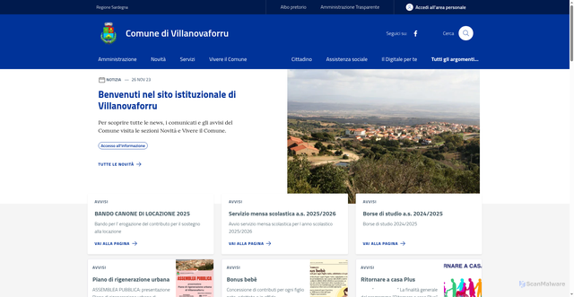 Security scan screenshot of https://www.comune.villanovaforru.su.it/
