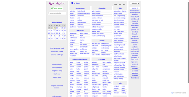 Security scan screenshot of https://stlouis.craigslist.org