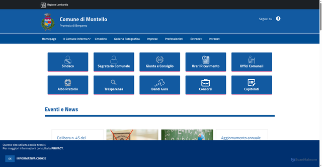 Security scan screenshot of https://www.comune.montello.bg.it/hh/index.php
