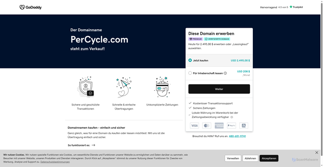 Security scan screenshot of https://percycle.com