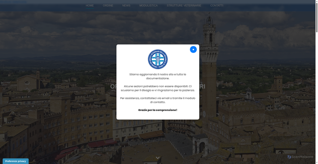 Security scan screenshot of https://www.veterinarisiena.it/