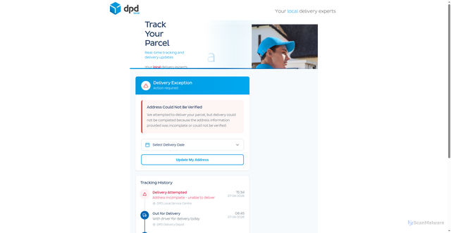 Security scan screenshot of https://www.dpdlocajf.cyou/com