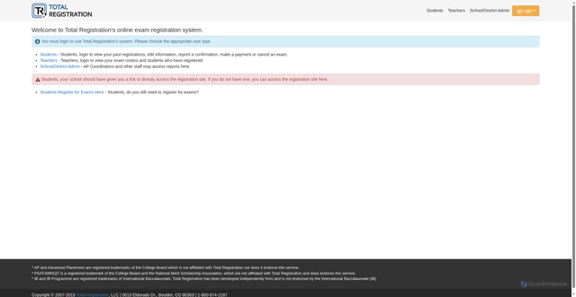 Security scan screenshot of https://user.totalregistration.net