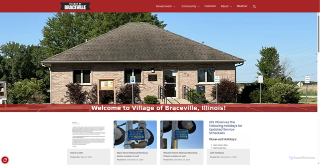 Security scan screenshot of https://villageofbraceville.gov/