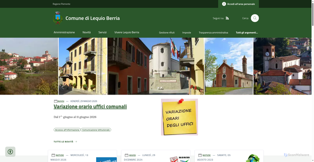 Security scan screenshot of https://www.comune.lequioberria.cn.it