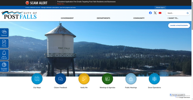 Security scan screenshot of https://postfalls.gov/