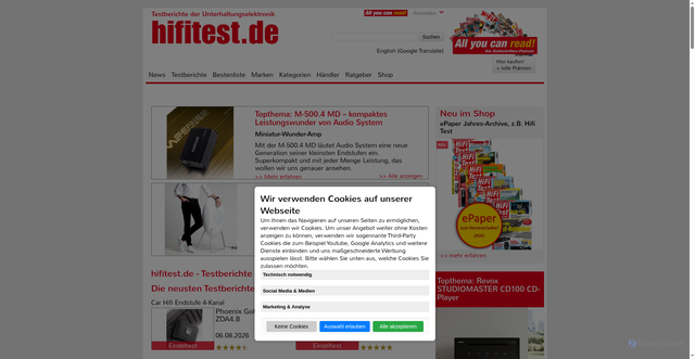 Security scan screenshot of https://www.hifitest.de
