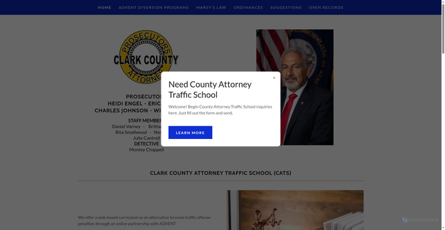 Security scan screenshot of https://clarkcountyattyky.gov/