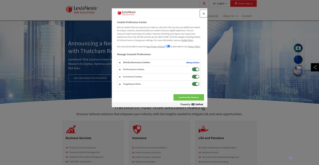 Security scan screenshot of https://risk.lexisnexis.co.uk
