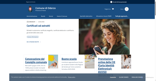 Security scan screenshot of https://www.comune.oderzo.tv.it
