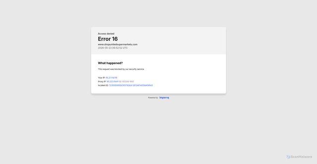 Security scan screenshot of https://unitedsupermarkets.com