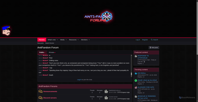 Security scan screenshot of http://antifandom.org