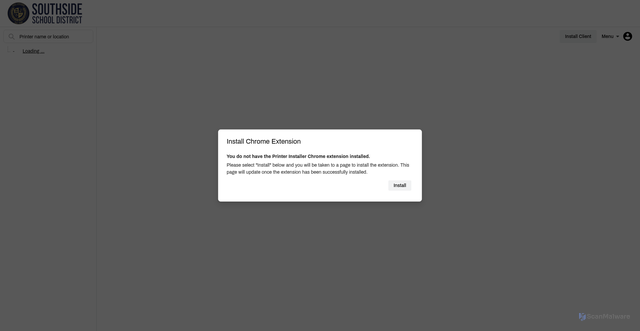 Security scan screenshot of https://southsideschools.printercloud.com