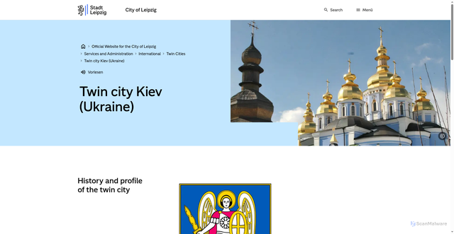 Security scan screenshot of https://english.leipzig.de/services-and-administration/international/twin-cities/kiev