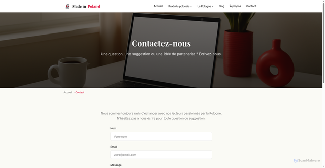 Security scan screenshot of https://made-in-poland.pages.dev/contact/