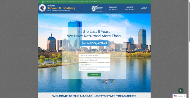 Security scan screenshot of https://www.findmassmoney.gov/