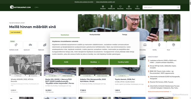 Security scan screenshot of https://huutokaupat.com