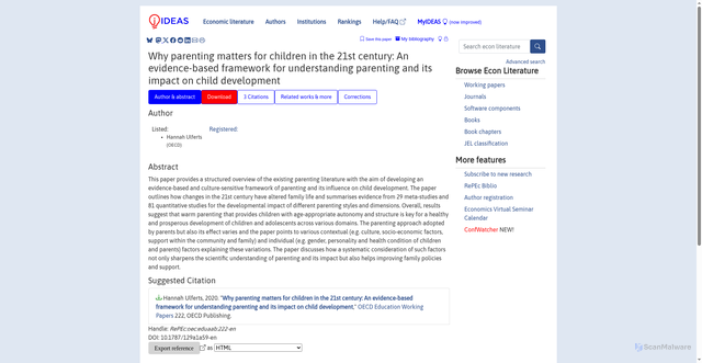 Security scan screenshot of https://ideas.repec.org/p/oec/eduaab/222-en.html