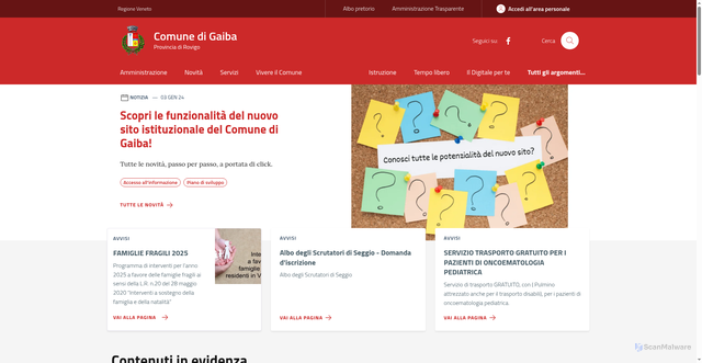 Security scan screenshot of https://www.comune.gaiba.ro.it/