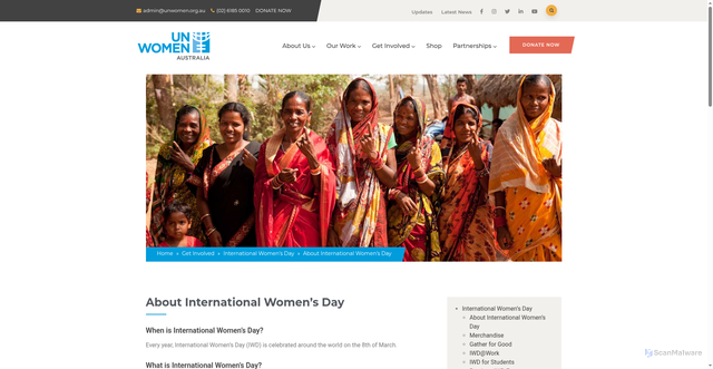 Security scan screenshot of https://unwomen.org.au/international-womens-day/about/