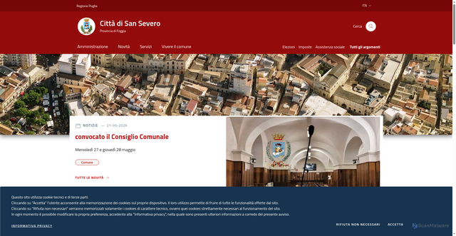 Security scan screenshot of https://www.comune.san-severo.fg.it