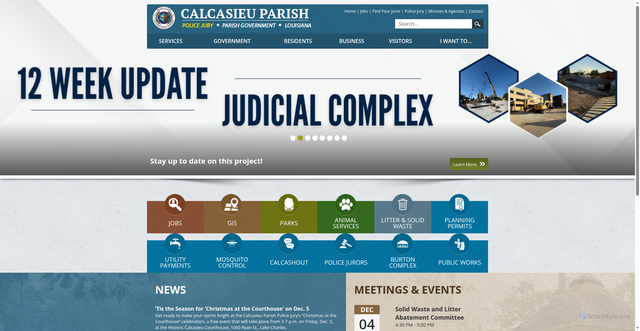Security scan screenshot of https://www.calcasieu.gov/