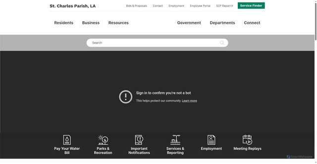 Security scan screenshot of https://www.stcharlesparish.gov/