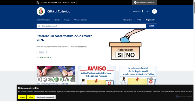 Security scan screenshot of https://www.comune.codroipo.ud.it/