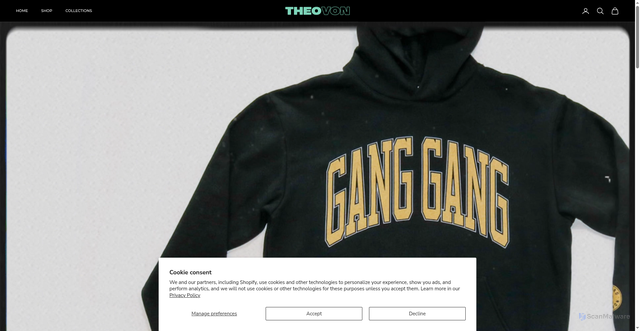 Security scan screenshot of https://www.theovonstore.com/?srsltid=AfmBOoqMJcmnSDOTGIYlKHIg7XEQ2uqALdG8-ObDE_8wTHncW1n02P37