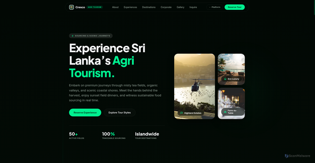 Security scan screenshot of https://crescoagri.pages.dev/agritourism.html