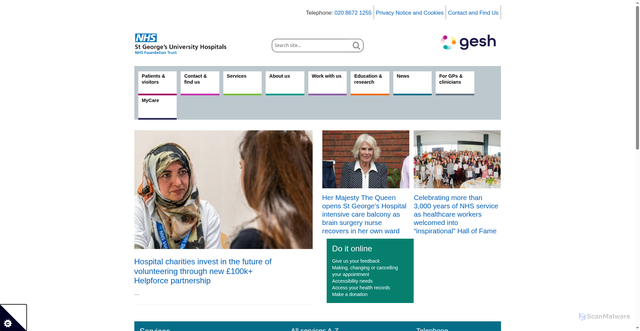 Security scan screenshot of http://www.stgeorges.nhs.uk