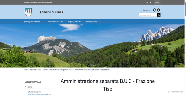 Security scan screenshot of https://www.villnoess.eu/it/Amministrazione_separata_B_U_C_Tiso_1