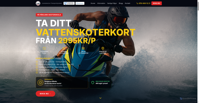 Security scan screenshot of https://vattenskoterkort.nu